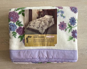 Bright new vintage North Star Chatham floral blanket – Magic Bouquet – twin or full – new old stock