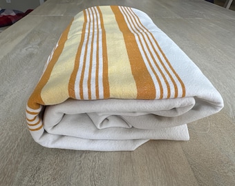 Lightweight summer blanket - double bed size - white with stripes - beautiful weight cotton