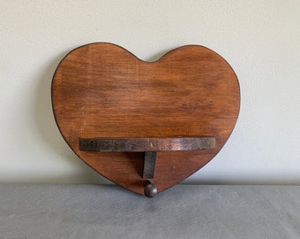 Cutest wooden heart shelf - perfect size for little plants or keepsakes - with a peg