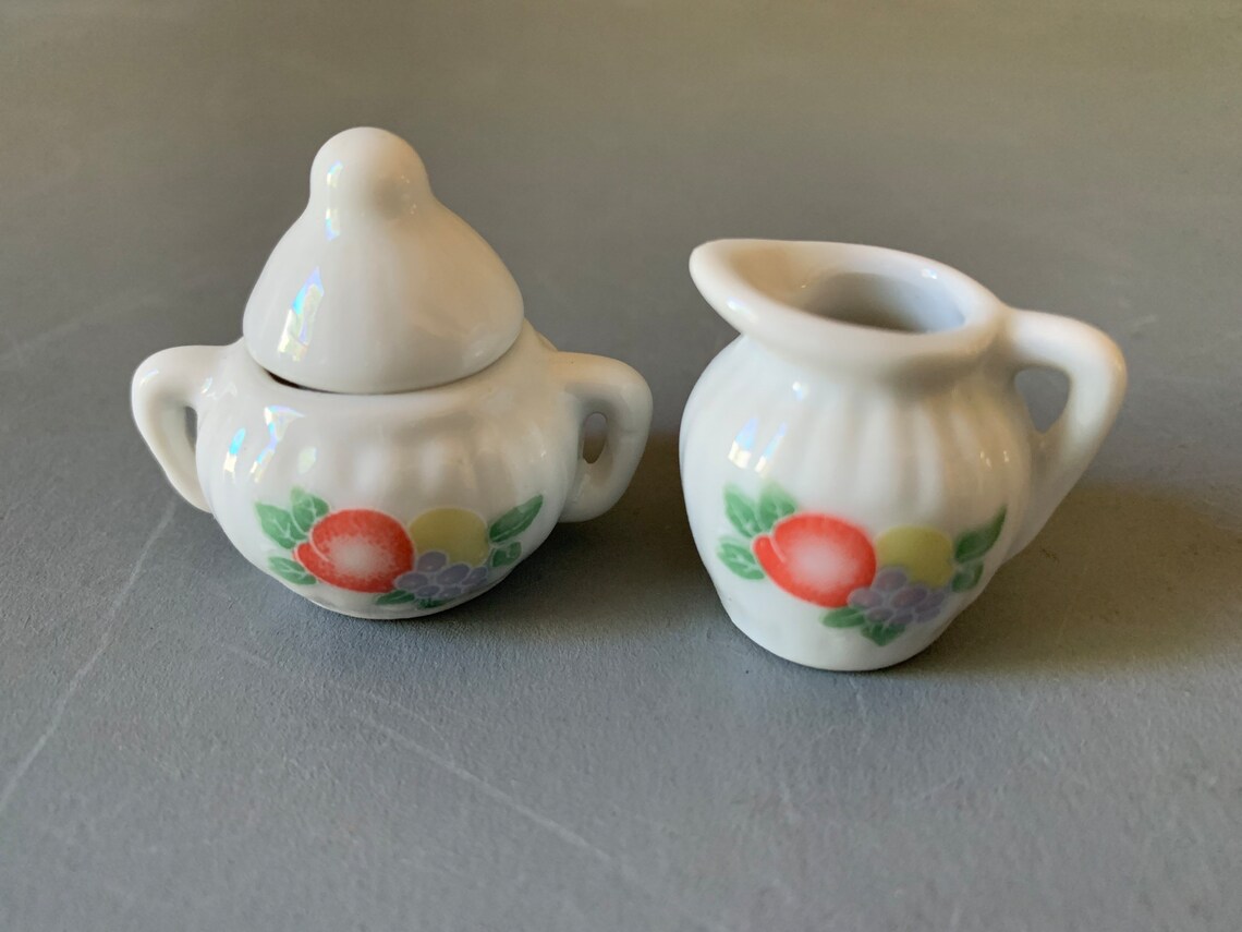 Vintage Toy Dishes Set Tea for 4 Heavy White Ceramic Etsy