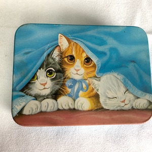 Cats playing cards in their own storage tin - by JSNY