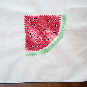 Vintage tablecloth - cross stitched - summer garden