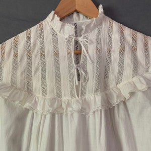 FOUND IN SPAIN - antique cotton night gown - lovely details - no sleeves - women's medium