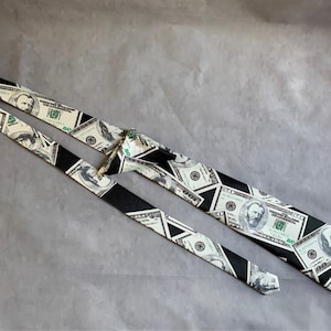 Dollars tie and pocket square - 100 and 50s - by Romario Manziri