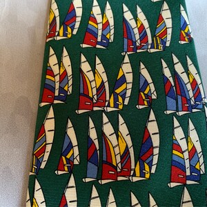 Colorful sailboats tie 100% silk by Pink London image 4