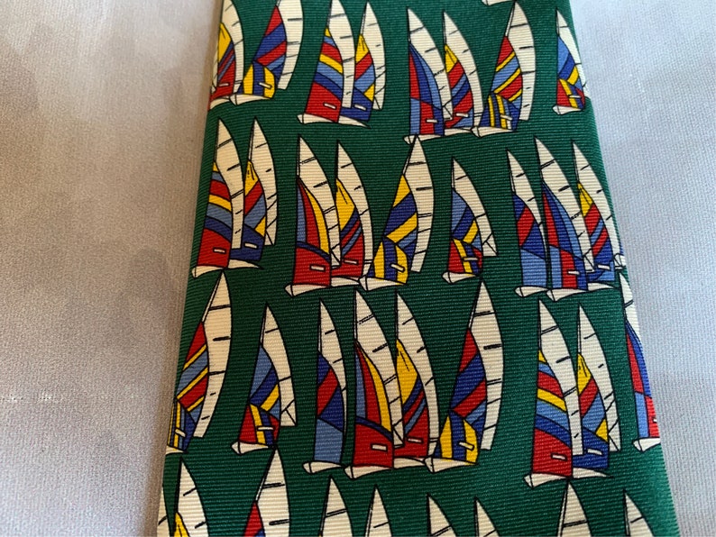 Colorful sailboats tie 100% silk by Pink London image 4