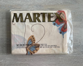 Sweet butterfly sheet in original packaging - twin flat - Martex percale - designed with designer  Hanae Mori