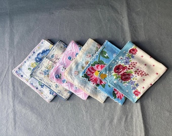 ヴィンテージハンカチ6枚セット - すべて赤、白、青の色の組み合わせ