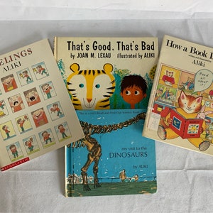 Set of 4 vintage books illustrated by Aliki - That&#39;s Good, that&#39;s Bad, Feelings, My Visit to the Dinosaurs, How a Book is Made