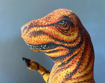Vintage roaring T. rex plush dinosaur – Great American Fun Corp. electronic squeeze toy – 15.5 inch
