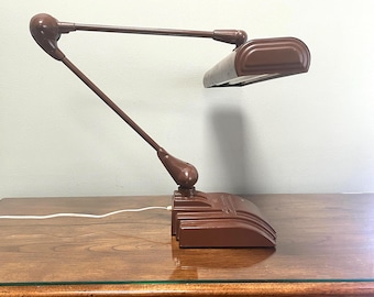 Vintage 1950s Flexo drafting lamp – Brown Art Specialty Co. fluorescent desk lamp – Large industrial task light