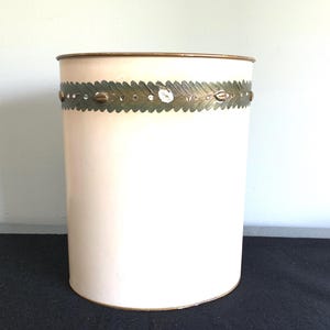 Metal wastepaper basket - oval - with 1960s embellishments