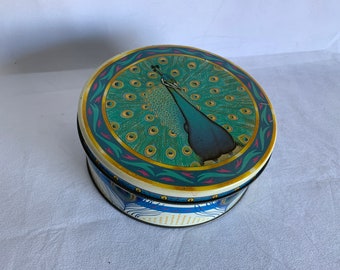 Peacock tin - great condition, beautiful design - colorful with features