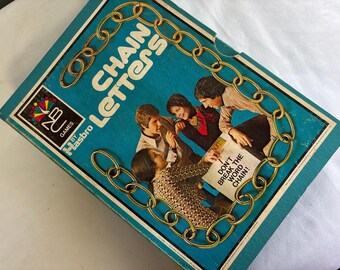 Vintage 1970 Chain Letters board game – NBC Hasbro game with timer and cards, complete set