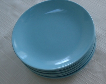 Canonsburg Temporama turquoise bread plates - set of 7