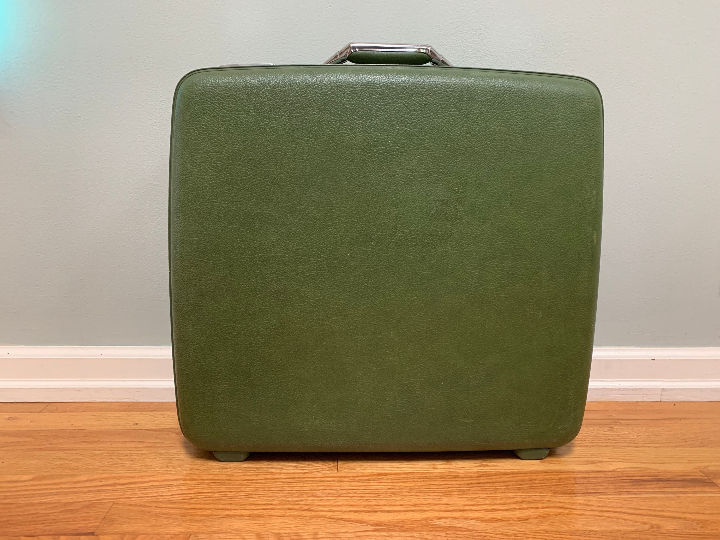 Square American Tourister Suitcase With Fabulous Interior and Built in Hanging Space Avocado Green Etsy