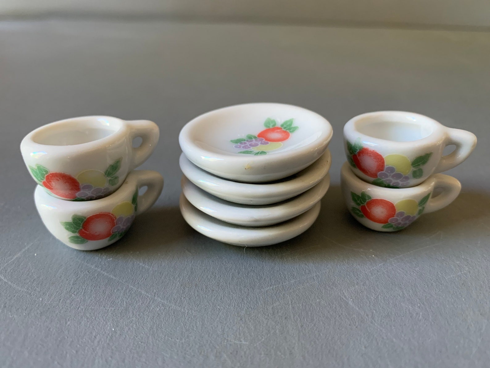 Vintage Toy Dishes Set Tea for 4 Heavy White Ceramic Etsy