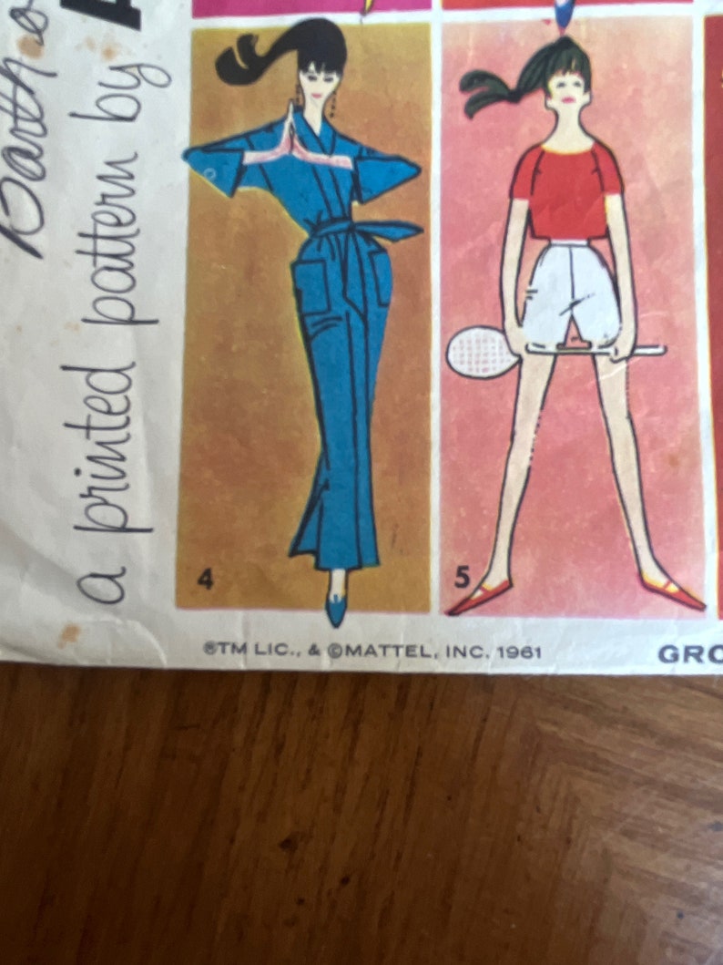 1961 Barbie clothing sewing pattern image 5