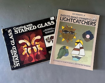 Vintage stained glass book set – Creating with Stained Glass & Easy-to-Make Stained Glass Lightcatchers – Ed Sibbett Jr. patterns