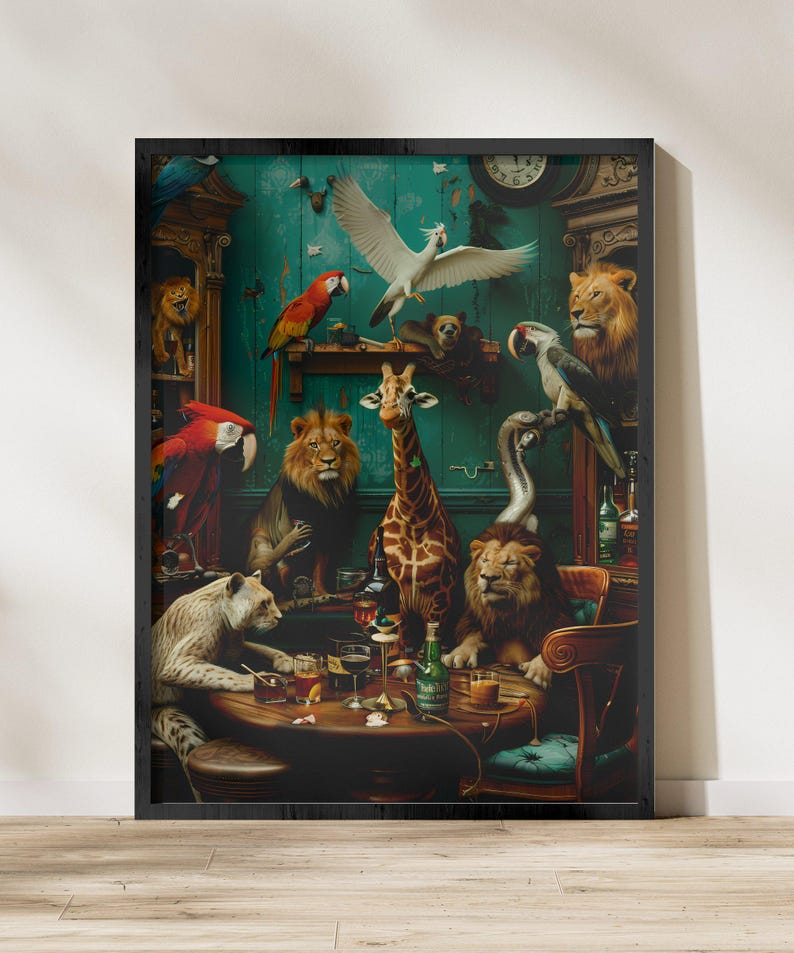 Drunk Animals Wall Art Perfect for Darts Clubs Bars Irish Pubs Poker