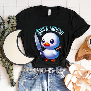 Koszulka Duck Around And Find Out Funny Humor Cute Knife Cartoon Deadly Animal Tee Bird Lover