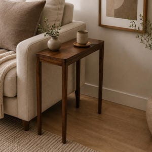 Soho Slim Solid Wood Side Table | Narrow Handmade Accent Table