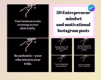 50 Entrepreneur Mindset and Motivational Quotes Templates – Editable and Aesthetic, Instagram design, Quotes, Motivational quotes, Business