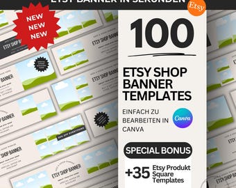 Etsy Banner Templates for Canva | 100 Shop Headers + 35 Product Images | Templates for Etsy Branding & Design | Bonus: Banner Checklist