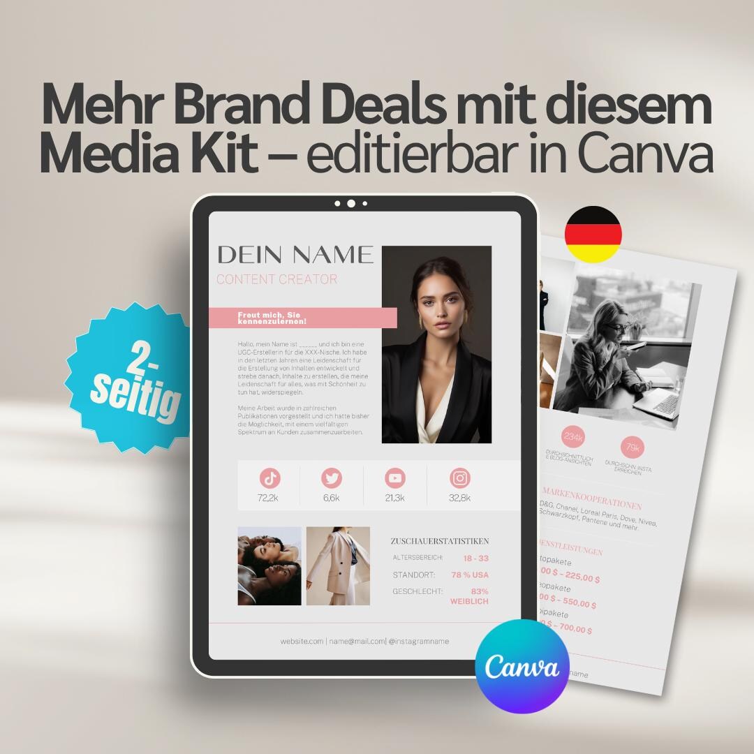 UGC Media Kit Template Canva German – Influencer Pitch Deck and Rate ...