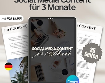 Plantilla de contenido para redes sociales por 90 días | Licencia PLR + MRR | Ganchos, CTA y plantilla Canva | Producto digital para Instagram + Co.