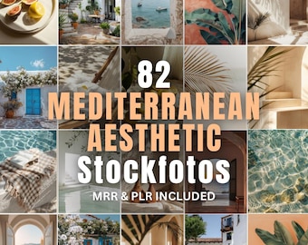82 Aesthetic Stock Photos with PLR MRR License – Mediterranean Instagram Image Template for Faceless Marketing Faceless Content Bank