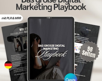 Digital Marketing eBook (German) | 98-page Canva template with PLR & MRR | Online Business Guide