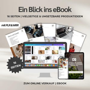 120 Digital Product Ideas with PLR MRR License (German) – E-Book Canva Template for Faceless Marketing and Passive Income image 2