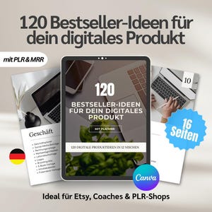 120 Digital Product Ideas with PLR MRR License (German) – E-Book Canva Template for Faceless Marketing and Passive Income image 1