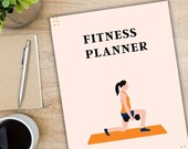 Fitness Planner Printable | 20 Pages Workout & Weight Loss Tracker | Meal Plan, Body Goals + Health Journal | Canva Template PDF