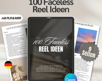 100 Instagram Reel Ideas Without a Face | Faceless Content | PLR & MRR eBook | Instagram Marketing | Viral Reel Ideas | Canva Template