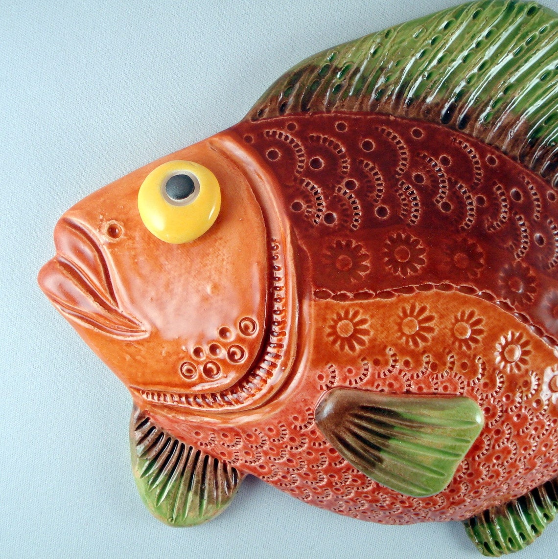 Whimsical Ceramic Fish Decorative wall hanging Etsy
