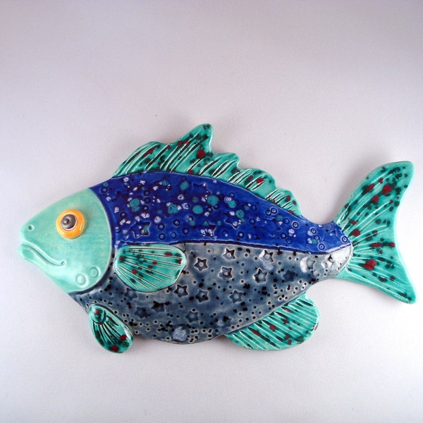 Whimsical Ceramic Fish Decorative wall hanging