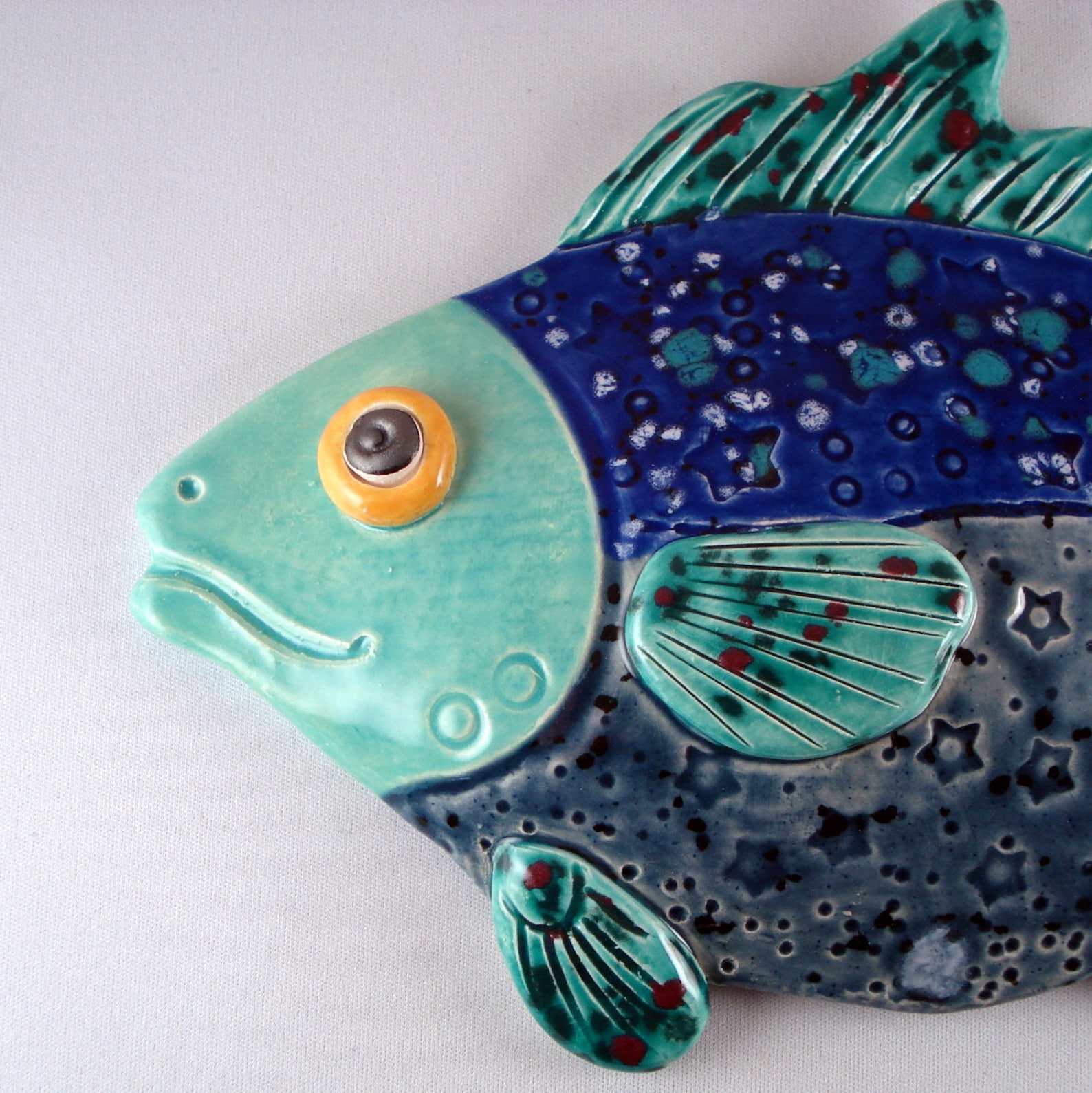 Whimsical Ceramic Fish Decorative wall hanging Etsy