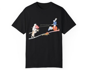 Medieval Jousting Rabbit T-Shirt: Whimsical Manuscript Art