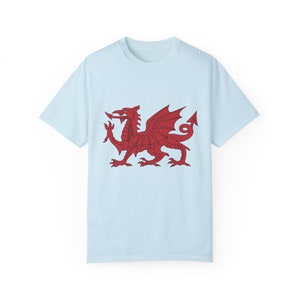 Welsh Dragon T-Shirt: Flag of Wales Pride, Comfort Colors Tee Chambray