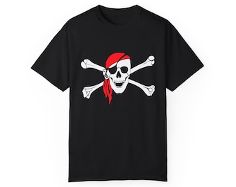 Pirate Skull & Crossbones T-Shirt: Jolly Roger with Red Bandana