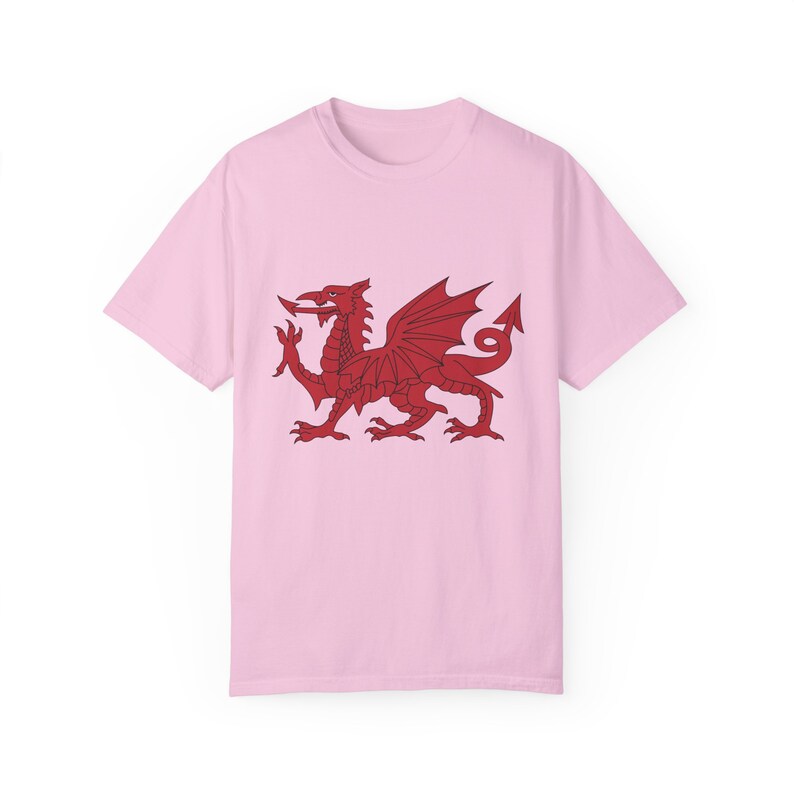 Welsh Dragon T-Shirt: Flag of Wales Pride, Comfort Colors Tee Blossom