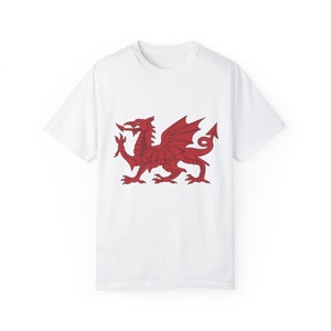 Welsh Dragon T-Shirt: Flag of Wales Pride, Comfort Colors Tee White