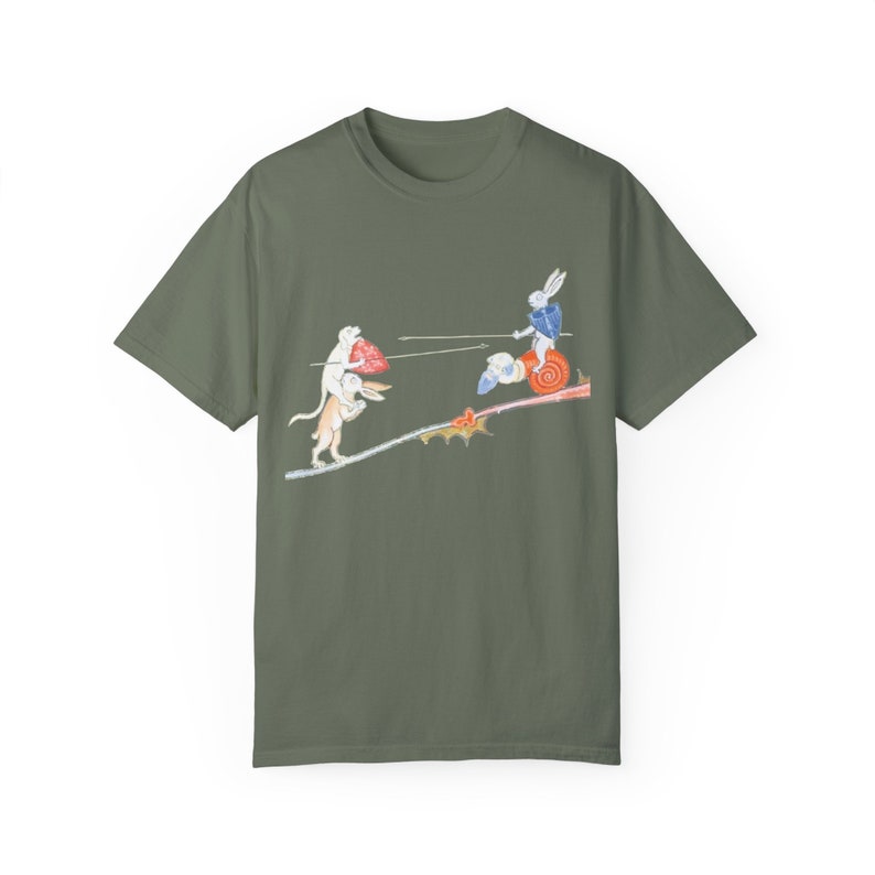 Camiseta de conejo de justas medievales: arte manuscrito caprichoso Moss