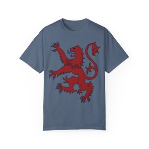 Scottish Lion Rampant T-Shirt: Royal Banner Design Blue Jean