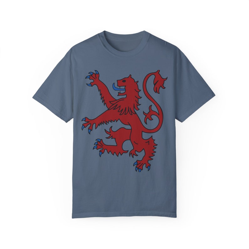 Scottish Lion Rampant T-Shirt: Royal Banner Design Blue Jean