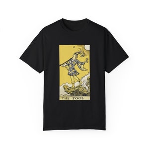 The Fool Tarot Card, premium t-shirt. Represents new beginnings, spontaneity, the embrace of the unknown and the start of a journey.