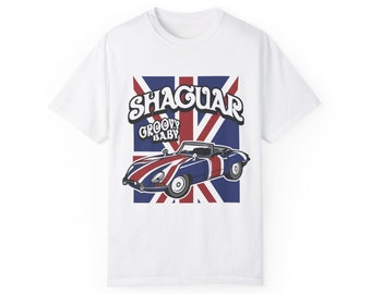 Camiseta Groovy Shaguar: coche Union Jack inspirado en Austin Powers