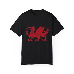 Welsh Dragon T-Shirt: Flag of Wales Pride, Comfort Colors Tee Black